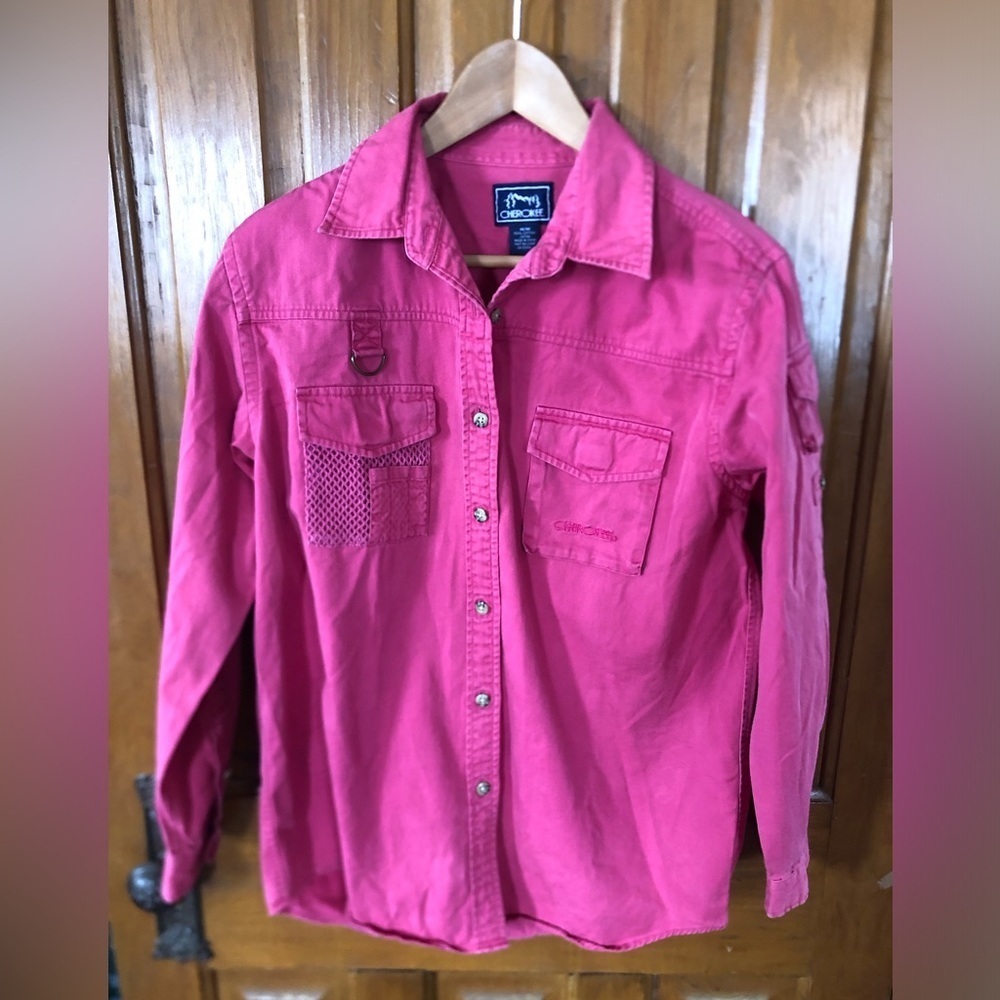Vtg Cherokee Pink Button-Up Shirt